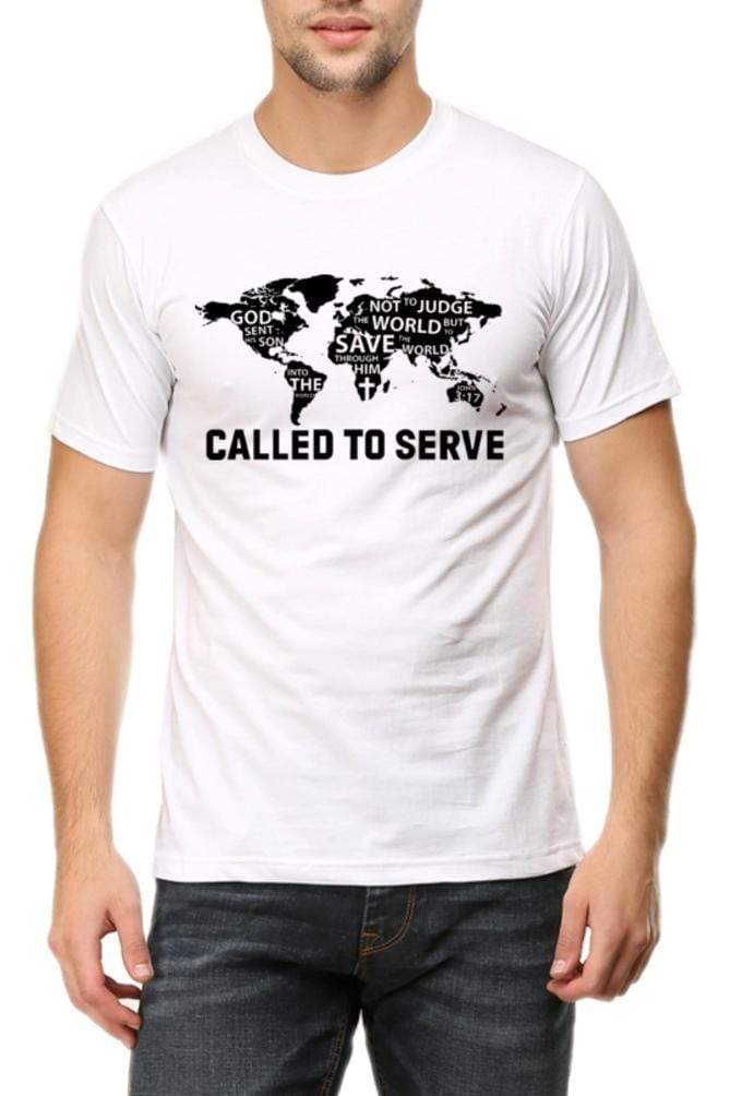 Living Words Men Round Neck T Shirt S / White Called to Serve - Christian T-shirt