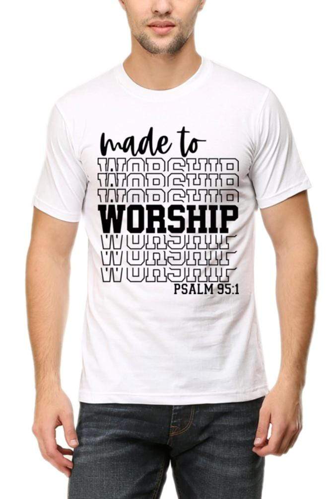 Living Words Men Round Neck T Shirt S / White Made to worship - Christian T-Shirt