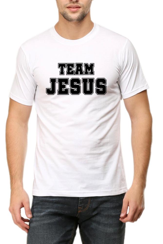 Living Words Men Round Neck T Shirt S / White TEAM JESUS - Christian T-Shirt