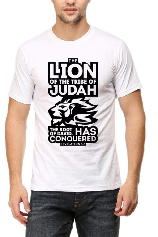 Living Words Men Round Neck T Shirt S / White THE LION OF JUDAH - Christian T-Shirt