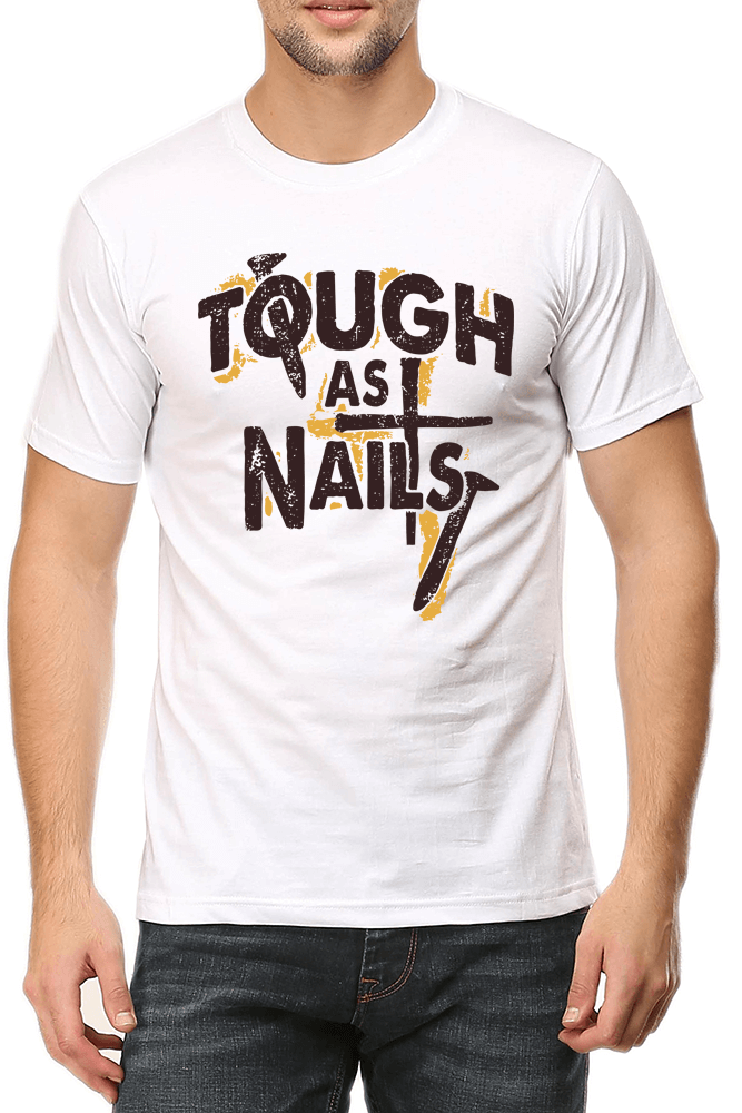 Living Words Men Round Neck T Shirt S / White Tough as nails - Christian T-Shirt