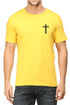 Living Words Men Round Neck T Shirt S / Yellow Cross - Christian T-Shirt