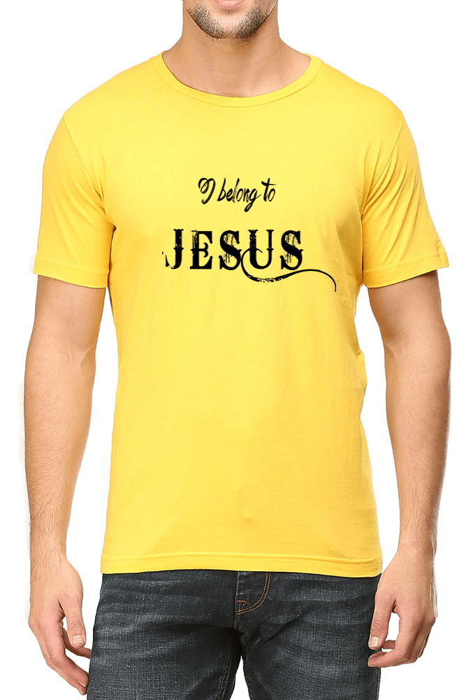 Living Words Men Round Neck T Shirt S / Yellow I belong to Jesus - Christian T-Shirt