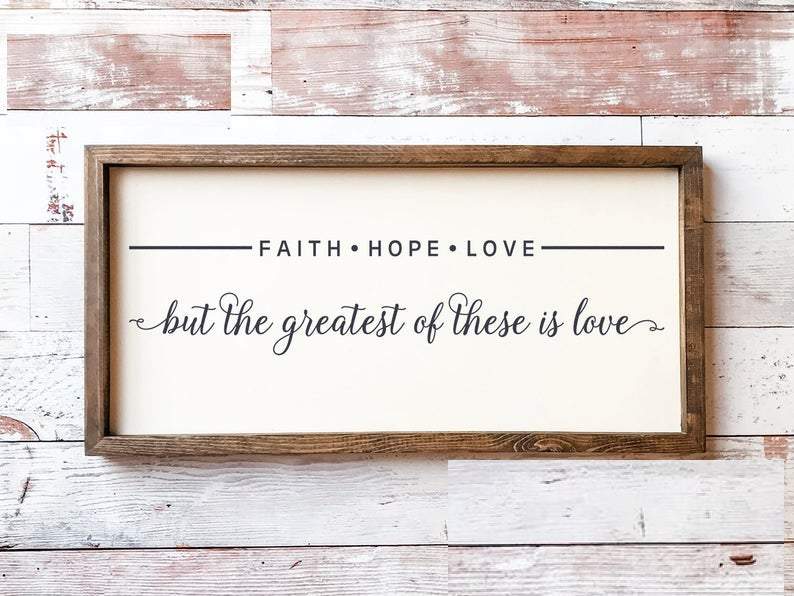 Living Words Wall Decor Standard Size - 18" x 7" Faith Hope Love