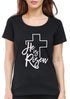 Living Words Women Round Neck T Shirt He is risen - Christian T-Shirt