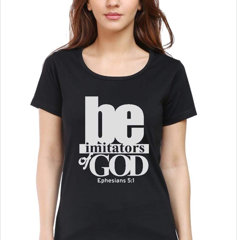 Living Words Women Round Neck T Shirt S / Black Be imitators - Christian T-Shirt