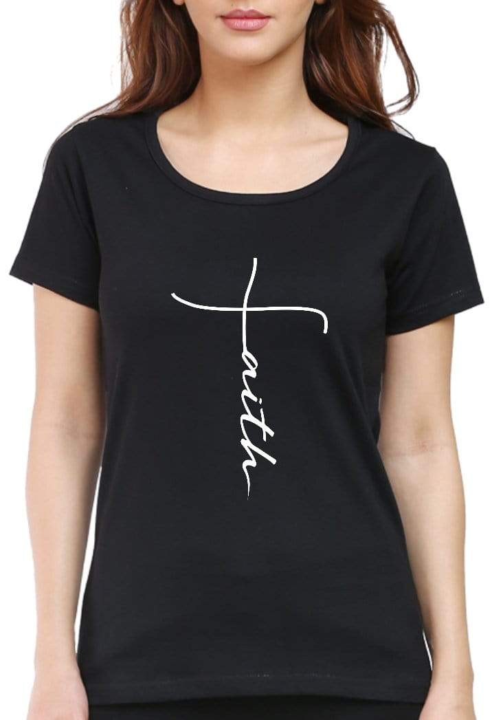Living Words Women Round Neck T Shirt S / Black Faith - Christian T-Shirt