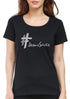 Living Words Women Round Neck T Shirt S / Black Jesus Saves - Christian T-Shirt