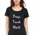 Living Words Women Round Neck T Shirt S / Black Pray Trust Wait - Christian T-Shirt