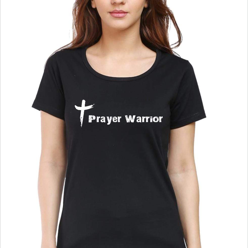 Living Words Women Round Neck T Shirt S / Black Prayer Warrior - Christian T-Shirt