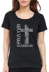 Living Words Women Round Neck T Shirt S / Black Prayer Warrior - Christian T-Shirt