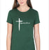 Living Words Women Round Neck T Shirt S / Green Amazing Grace Cross - Christian T-Shirt