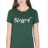 Living Words Women Round Neck T Shirt S / Green Blessed - Christian-T-Shirt