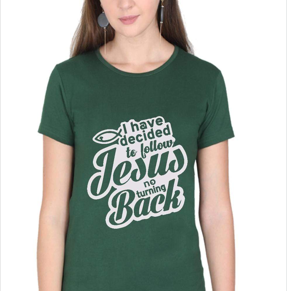Living Words Women Round Neck T Shirt S / Green I have decided to follow Jesus - Christian T-Shirt