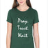 Living Words Women Round Neck T Shirt S / Green Pray Trust Wait - Christian T-Shirt