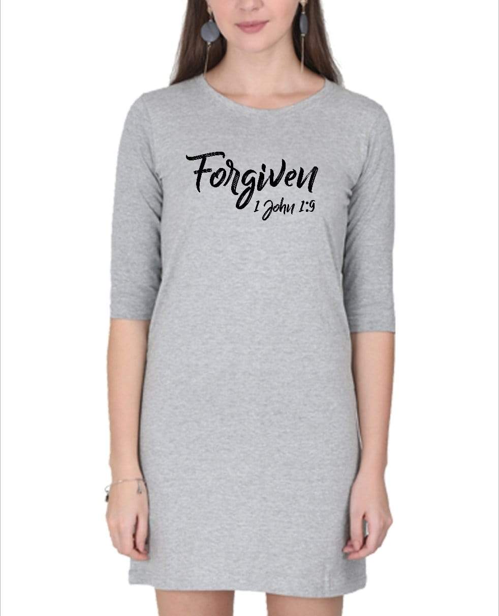 Living Words Women Round Neck T Shirt S / Grey Forgiven 1 John 1:9