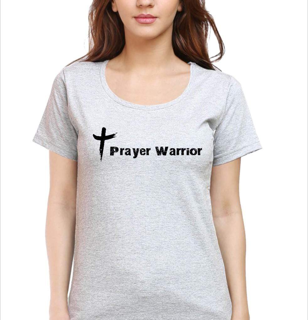Living Words Women Round Neck T Shirt S / Grey Prayer Warrior - Christian T-Shirt