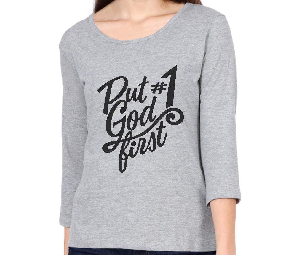 Living Words Women Round Neck T Shirt S / Grey Put God #1