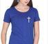 Living Words Women Round Neck T Shirt S / Light Blue Cross - Christian T-Shirt