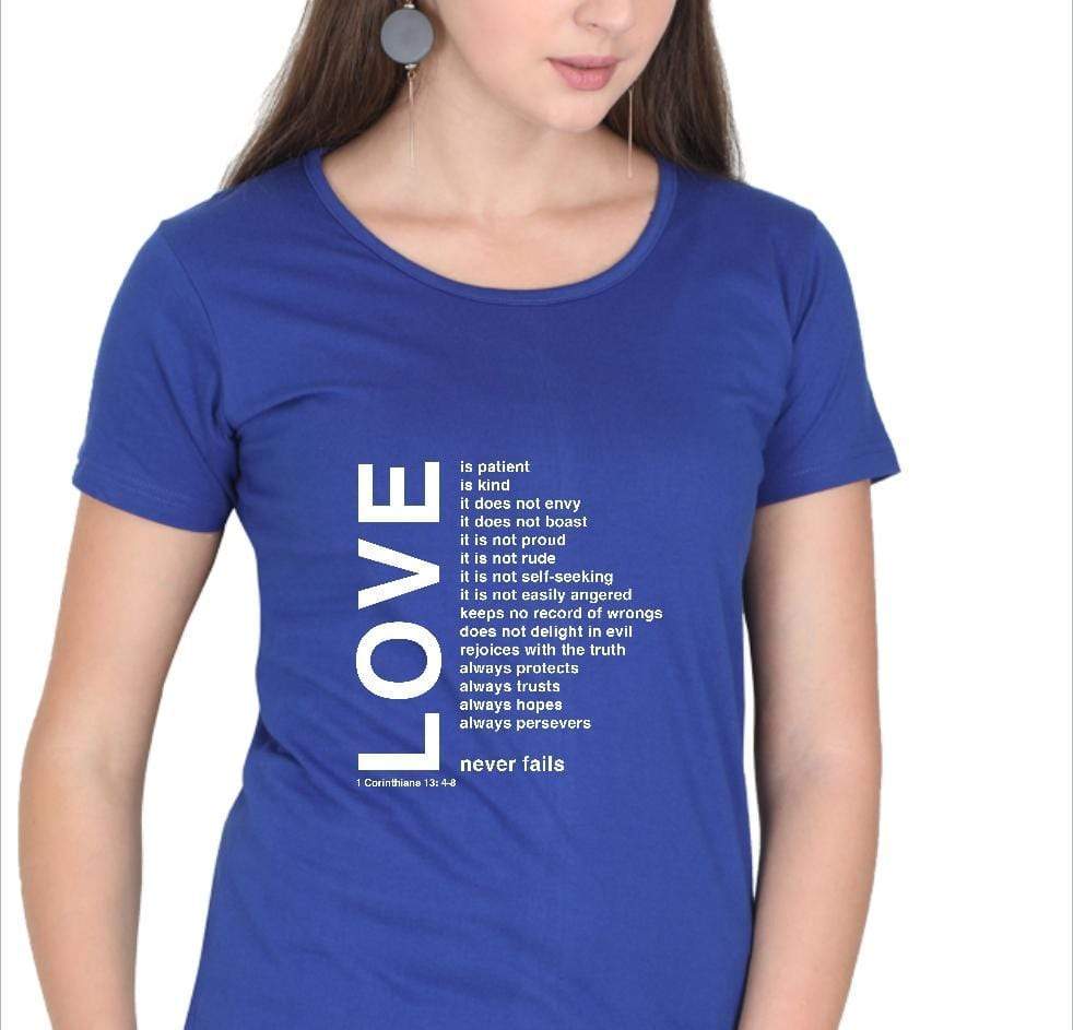Living Words Women Round Neck T Shirt S / Light Blue Love - Christian T-Shirt