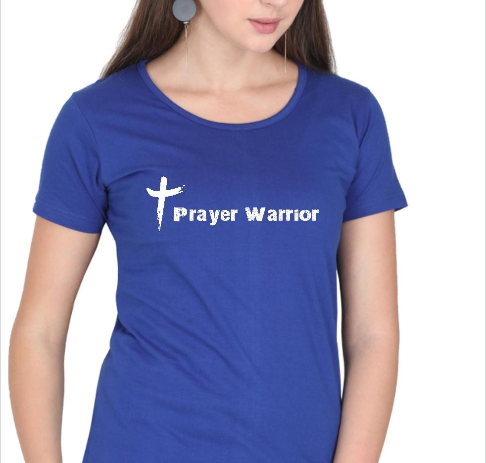 Living Words Women Round Neck T Shirt S / Light Blue Prayer Warrior - Christian T-Shirt