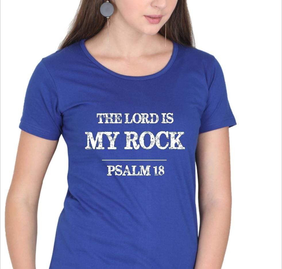 Living Words Women Round Neck T Shirt S / Light Blue The Lord is my Rock - Psalm 18 - Christian T-Shirt
