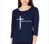 Living Words Women Round Neck T Shirt S / Navy Blue Amazing Grace - Cross