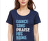 Living Words Women Round Neck T Shirt S / Navy Blue Dance Sing Praise - Christian T-Shirt