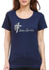 Living Words Women Round Neck T Shirt S / Navy Blue Jesus Saves - Christian T-Shirt