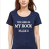 Living Words Women Round Neck T Shirt S / Navy Blue The Lord is my Rock - Psalm 18 - Christian T-Shirt
