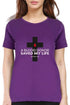 Living Words Women Round Neck T Shirt S / Purple Blood Donor - Christian T-Shirt