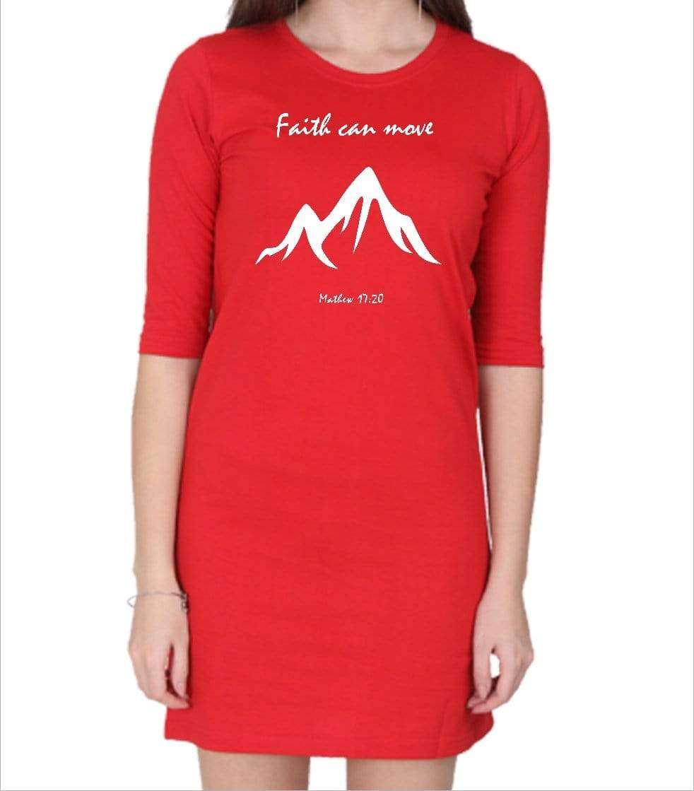 Living Words Women Round Neck T Shirt S / Red Faith can Move
