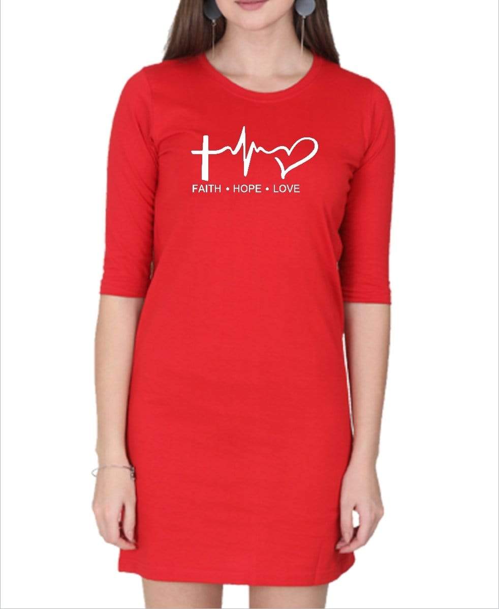 Living Words Women Round Neck T Shirt S / Red Faith Hope Love