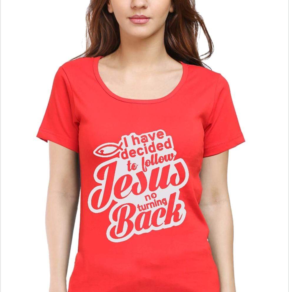 Living Words Women Round Neck T Shirt S / Red I have decided to follow Jesus - Christian T-Shirt