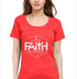 Living Words Women Round Neck T Shirt S / Red Live by faith - Christian T-Shirt