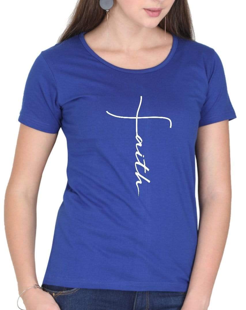 Living Words Women Round Neck T Shirt S / Royal Blue Faith - Christian T-Shirt