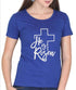Living Words Women Round Neck T Shirt S / Royal Blue He is risen - Christian T-Shirt