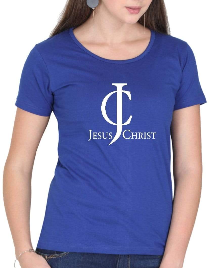 Living Words Women Round Neck T Shirt S / Royal Blue Jesus Christ - Christian T-Shirt