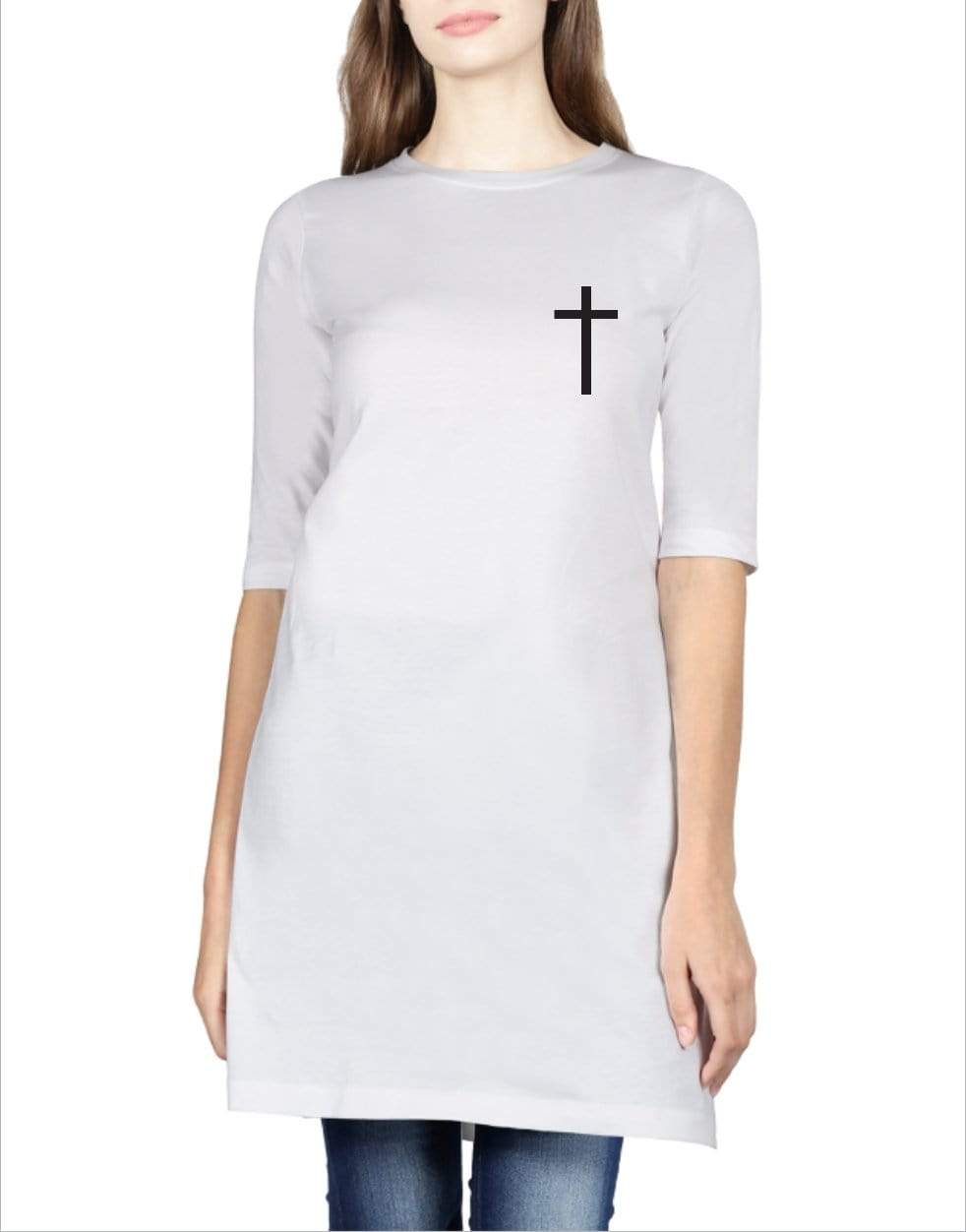Living Words Women Round Neck T Shirt S / White Cross