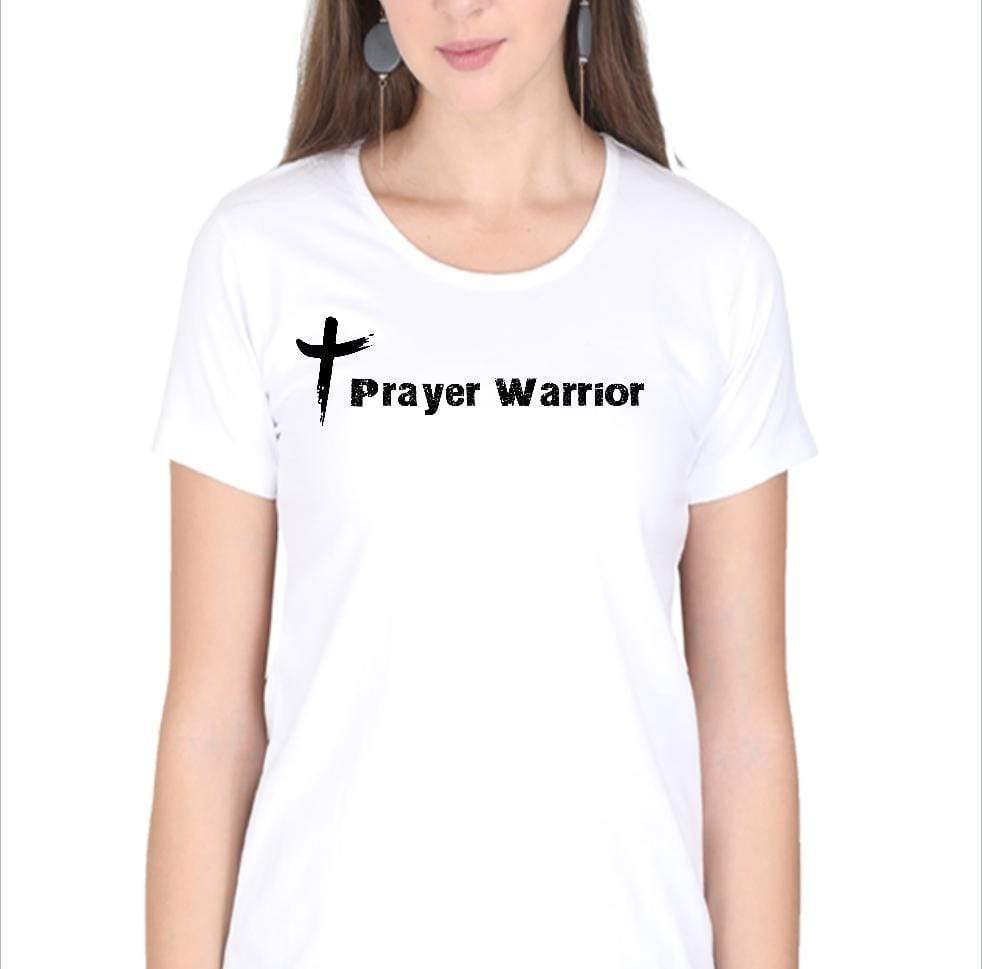 Living Words Women Round Neck T Shirt S / White Prayer Warrior - Christian T-Shirt
