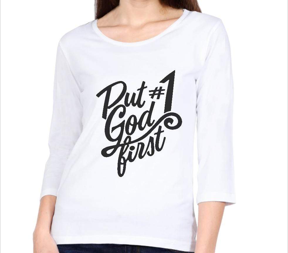 Living Words Women Round Neck T Shirt S / White Put God #1