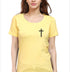 Living Words Women Round Neck T Shirt S / Yellow Cross - Christian T-Shirt