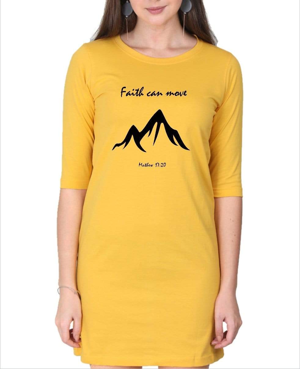 Living Words Women Round Neck T Shirt S / Yellow Faith can Move