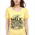 Living Words Women Round Neck T Shirt S / Yellow For we walk by Faith - Christian T-Shirt