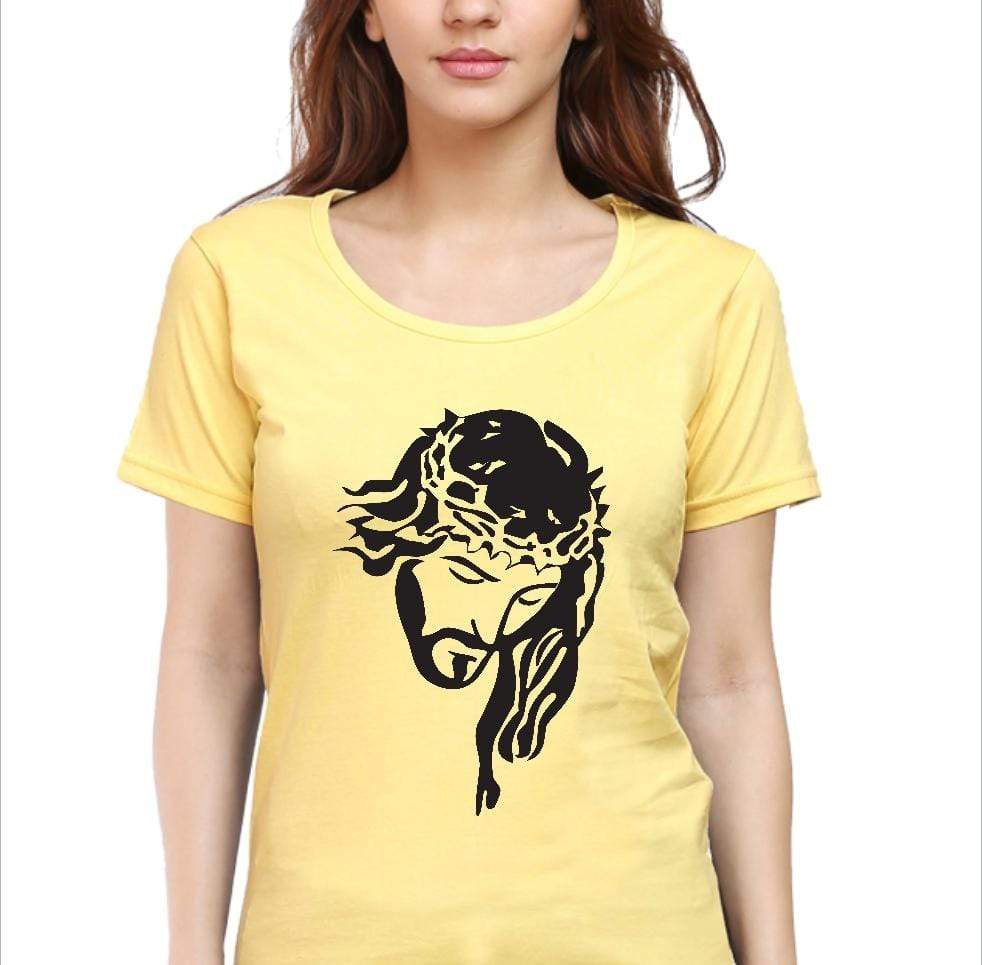 Living Words Women Round Neck T Shirt S / Yellow Jesus Christ - Christian T-Shirt
