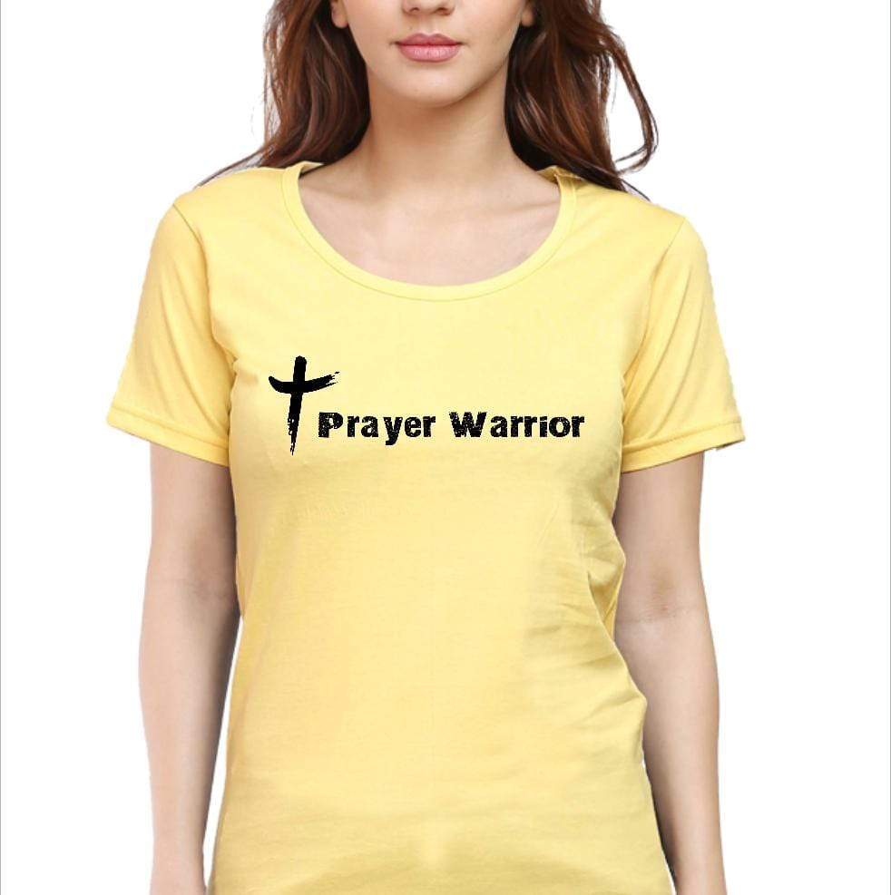 Living Words Women Round Neck T Shirt S / Yellow Prayer Warrior - Christian T-Shirt
