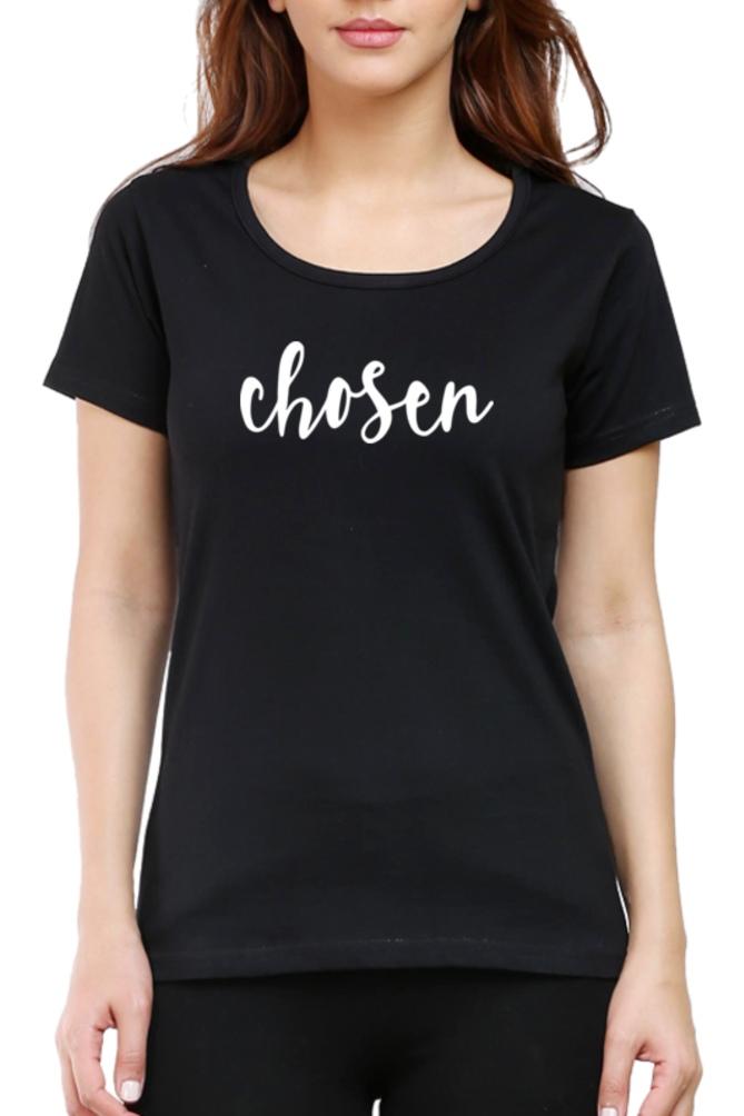 Living Words Women Round Neck T Shirt XS / Black Chosen - Christian T-shirt