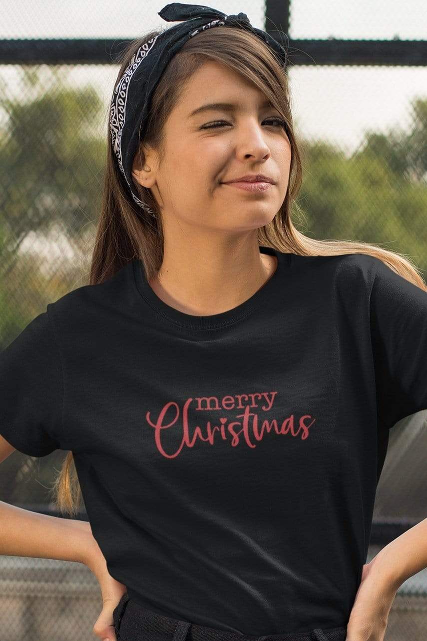 Living Words Women Round Neck T Shirt XS / Black Merry Christmas