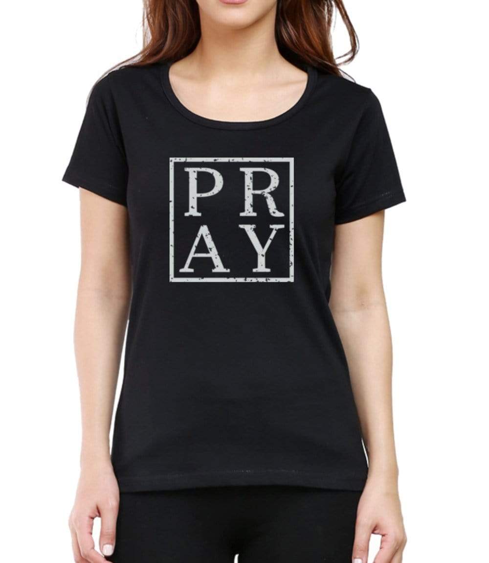 Living Words Women Round Neck T Shirt XS / Black PRAY - CHRISTIAN T-SHIRT