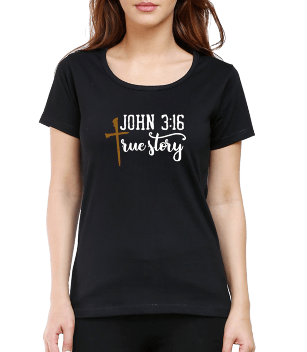 Living Words Women Round Neck T Shirt XS / Black TRUE STORY - CHRISTIAN T-SHIRT